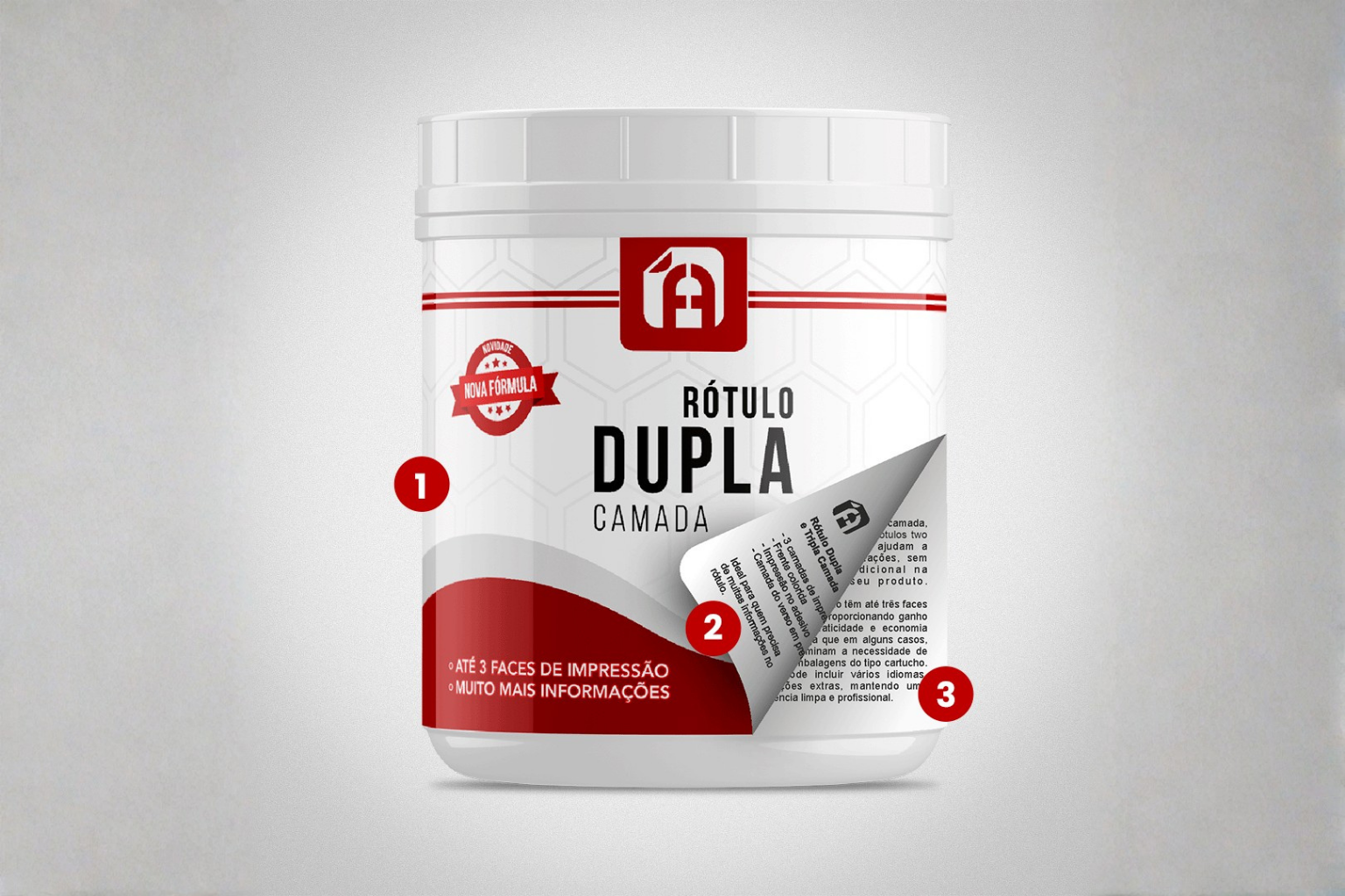 etiqueta dupla camada aberta mostrando informações internas do rótulo