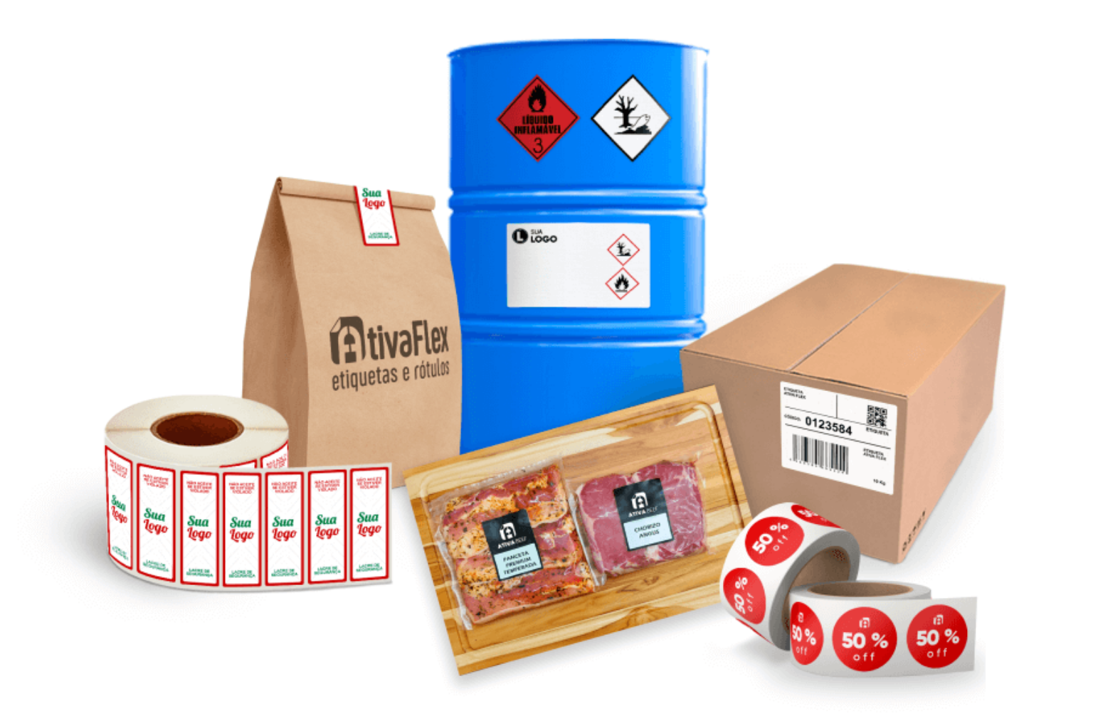 etiqueta branca x etiqueta pré-impressa comparação entre os dois modelos de etiquetas