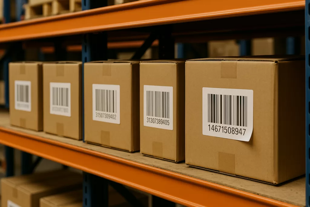 Borracha ou acrílico, etiqueta colada em caixa de papelão.